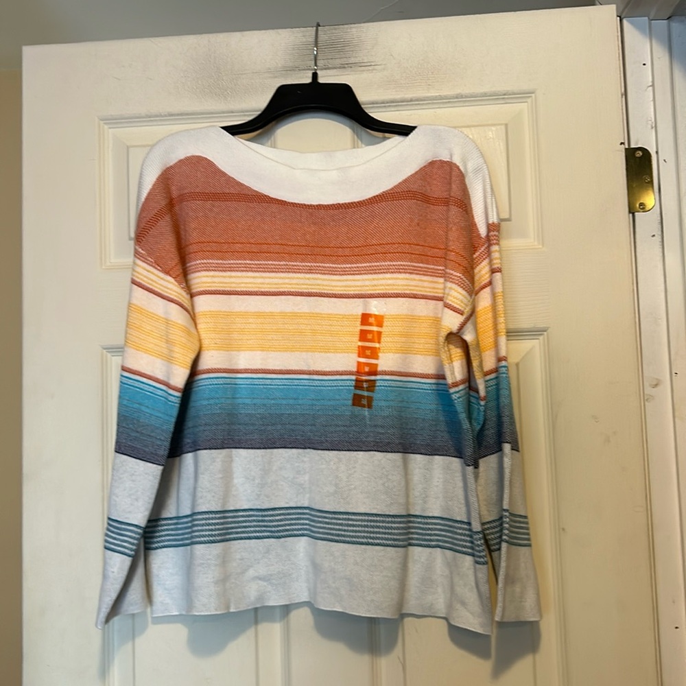 JohnPaulRichard Multicolored Striped Wide Neck Sweater Size Medium